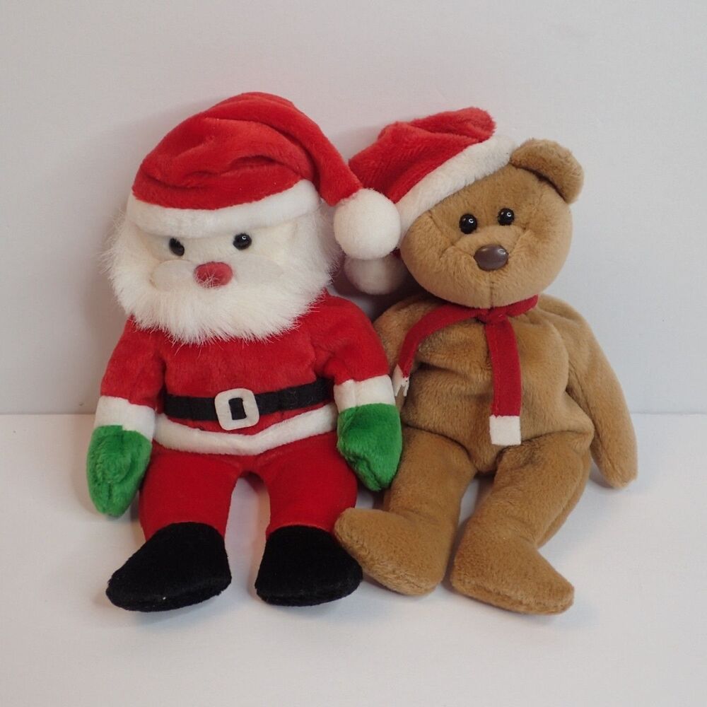 TY Beanie Baby - 1997 Christmas TEDDY & 1998 Santa Lot of 2